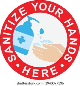 Sanitize Your Hands Here Sign Vector Stock Vector (Royalty Free ...