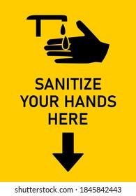 Sanitize Your Hands Here Vertical Warning Sign with an Aspect Ratio of 3:4. Vector Image.