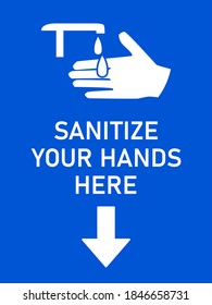 Sanitize Your Hands Here Vertical Warning Sign with an Aspect Ratio of 3:4. Vector Image.