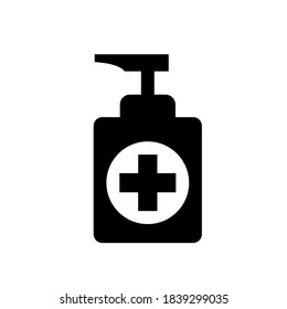Sanitizer Black Icon,Vector Illustration, Isolated On White Background Label. EPS10