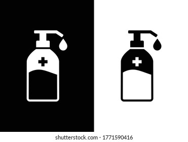 Sanitizer Flasche flach Vektorsymbol für medizinische Apps und Websites