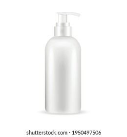 Sanitizer bottle spray with gel. Disinfectant Container with pump dispenser. Safety in an epidemic and pandemic. Vector Illustration isolated on white background.Eps 10.
