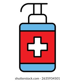 Icono de Vector de botella de desinfectante que muestra el equipo de atención médica