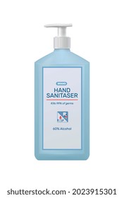 Sanitizer bottles realistic composition with branded package of hand sanitizer with dispenser cap vector illustration