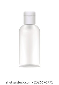 Sanitizer bottles realistic composition with empty sanitizer bottle with closed cap vector illustration