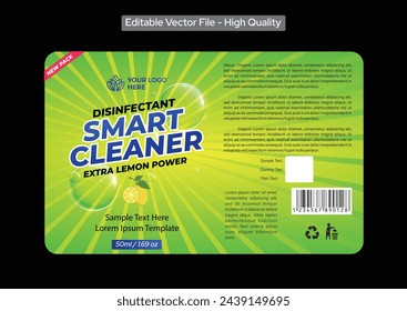 Sanitizer Cleaner bottle label design, detergent powder liquid soap, washing powder pouch packaging design liquid hand soap label design front back side product label editable vector file illustration