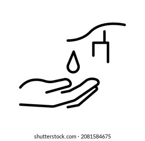 Sanitizer flat icon. Pictogram for web. Line stroke. Isolated on white background. Vector eps10. Soap stream on the hands.
