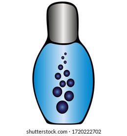 Sanitizer for hand disinfection. Vector illustration. Antiseptic in a compact bottle on an isolated white background. Protection against coronavirus infection Covid-19, germs and bacteria. Cartoon.