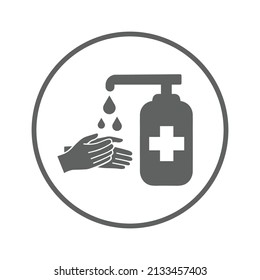 sanitizer, hand wash icon. Black vector graphics.
