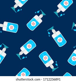 Sanitizer hygiene disinfection seamless pattern. Vector background for healthcare medical design.
