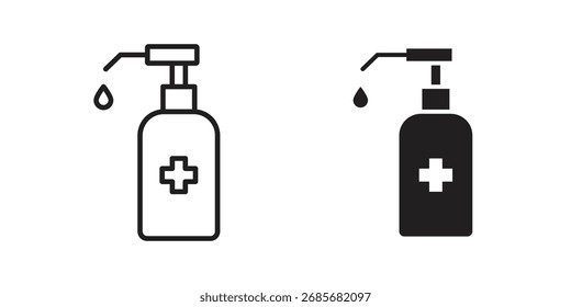 Icono de desinfectante plano logo en blanco y negro