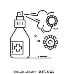Sanitizer icon, linear isolated illustration, thin line vector, web design sign, outline concept symbol with editable stroke on white background.