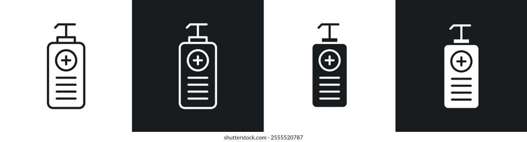 Sanitizer icon vector collection in black and white.