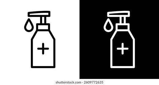 Sanitizer icons vector set in stroke line style