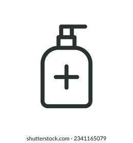 Sanitizer isolated icon, hand disinfection gel vector icon with editable stroke