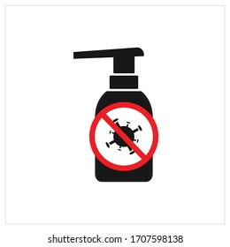 Icono de línea vectorial de jabón líquido sanitizador, detener el virus de la corona pandémica.