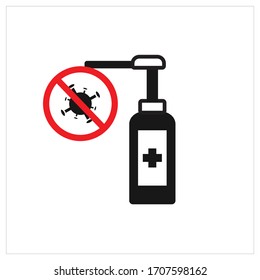 sanitizer liquid soap vector line icon, stop pandemic corona virus.