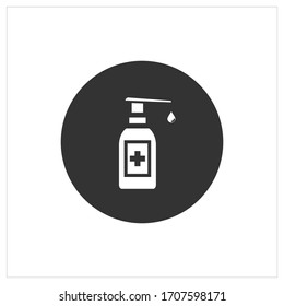 sanitizer liquid soap vector line icon, stop pandemic corona virus.