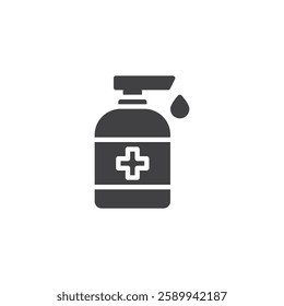Sanitizer pump bottle with a droplet vector icon. filled flat sign for mobile concept and web design. Hand Sanitizer glyph icon. Hygiene and safety symbol, logo illustration. Vector graphics