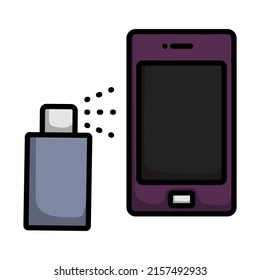 Icono Sanitizer Smartphone. Contorno de negrita editable con diseño de relleno de color. Ilustración vectorial.