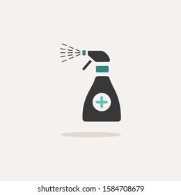 Sanitizer spray. Icon with shadow on a beige background. Pharmacy vector illustration