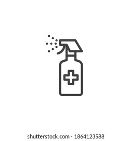 Sanitizer spray line icon. linear style sign for mobile concept and web design. Medical spray bottle outline vector icon. Symbol, logo illustration. Vector graphics