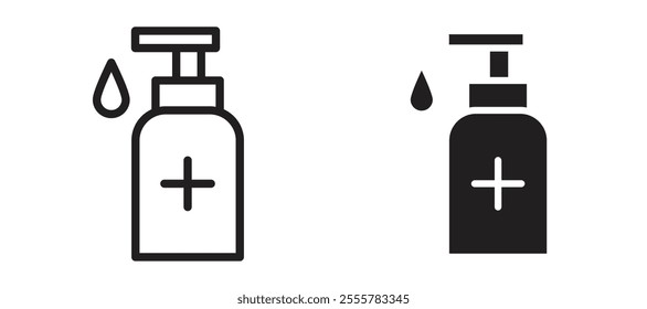 Sanitizer vector icon set in black color.
