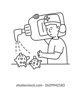 Sanitizer vector outline illustrations. EPS 10 file