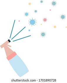 Sanitizer. Viruses. Vector illustration isolated on a white background. Disinfectant. The fight against viruses during the global pandemic. For posters and flyers.