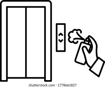 Sanitizing Elevator Controls And Doors Concept Vector Icon Design ,Home And Office Disinfecting And Decontamination Services Symbol On White Background