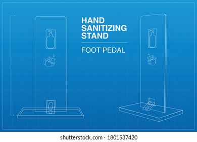 Sanitizing Hand Stand with foot pedal press without using hands 