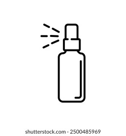 Sanitizing spray bottle icon, concept disinfection and cleanness, clean surface, antiseptic thin line web symbol on white background - editable stroke vector illustration.