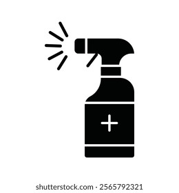 Sanitizing spray bottle icon Vector flat thin line illustration