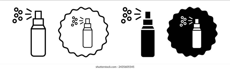 Botella de pulverización desinfectante en color blanco y negro. Vector de icono plano simple de la botella de spray desinfectante