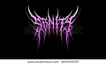 Sanity, typography vector in a striking and stiff touch dark metal style lettering. for t-shirt print apparel, sticker, poster, logo and more
