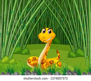 Sanke in bamboo forest illustration