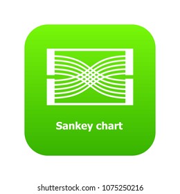 Sankey chart icon green vector isolated on white background