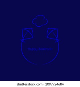  sankranti festival kite and cloud illustration design for card