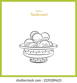 sankranti sweet line drawing illustration