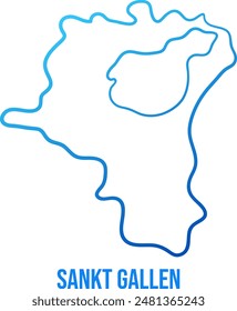 Sankt Gallen Canton abstract simplified blue map with title