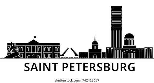 Sankt Petersburg architecture vector city skyline, travel cityscape with landmarks, buildings, isolated sights on background