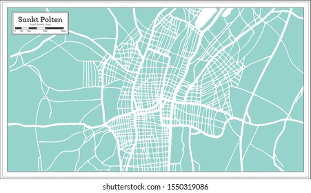 Mapa de la ciudad de Austria en estilo retro. Mapa de esquema. Ilustración vectorial. 
