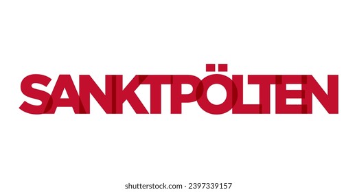 Sankt Polten in the Austria emblem for print and web. Design features geometric style, vector illustration with bold typography in modern font. Graphic slogan lettering isolated on white background.