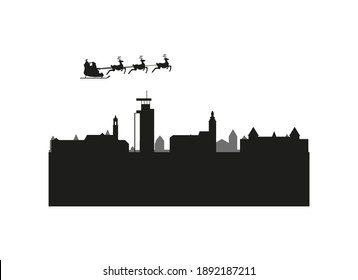 Sankt Polten city skyline in Austria. christmas background.
