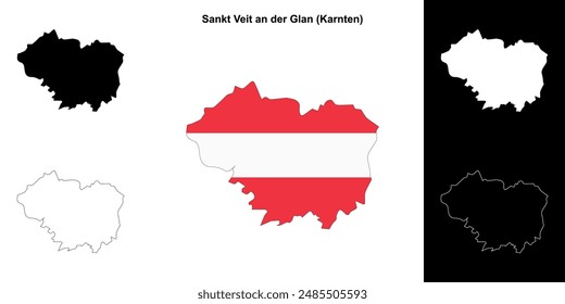 Sankt Veit an der Glan blank outline map set