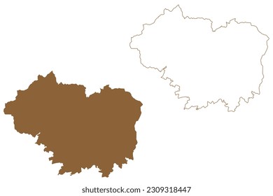 Sankt Veit an der Glan district (Republic of Austria or Österreich, Carinthia or Kärnten state) map vector illustration, scribble sketch map