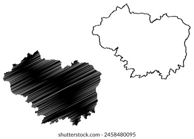 Sankt Veit an der Glan district (Republic of Austria or Österreich, Carinthia or Kärnten state) map vector illustration, scribble sketch map