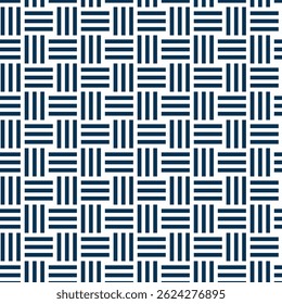 Sankuzushi padrão tradicional japonês sem costura com design geométrico tipo tijolo escalonado. Textura de fundo azul marinho para têxtil, decoração cultural e repetindo o motivo abstrato, vetor 
