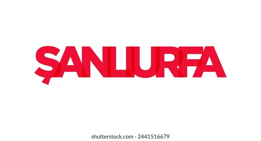 Sanliurfa im Wappen der Türkei. Das Design verfügt über einen geometrischen Stil, Vektor-Illustration mit Fettschrift in einer modernen Schriftart. Der grafische Slogan.