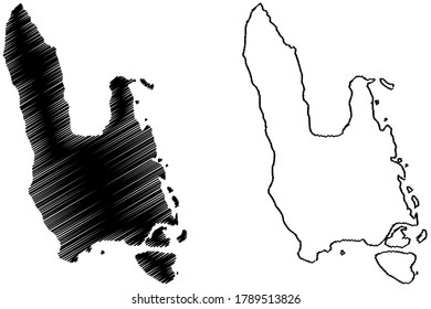 Sanma Province (Republic of Vanuatu, archipelago) map vector illustration, scribble sketch Espiritu Santo, Malo island map